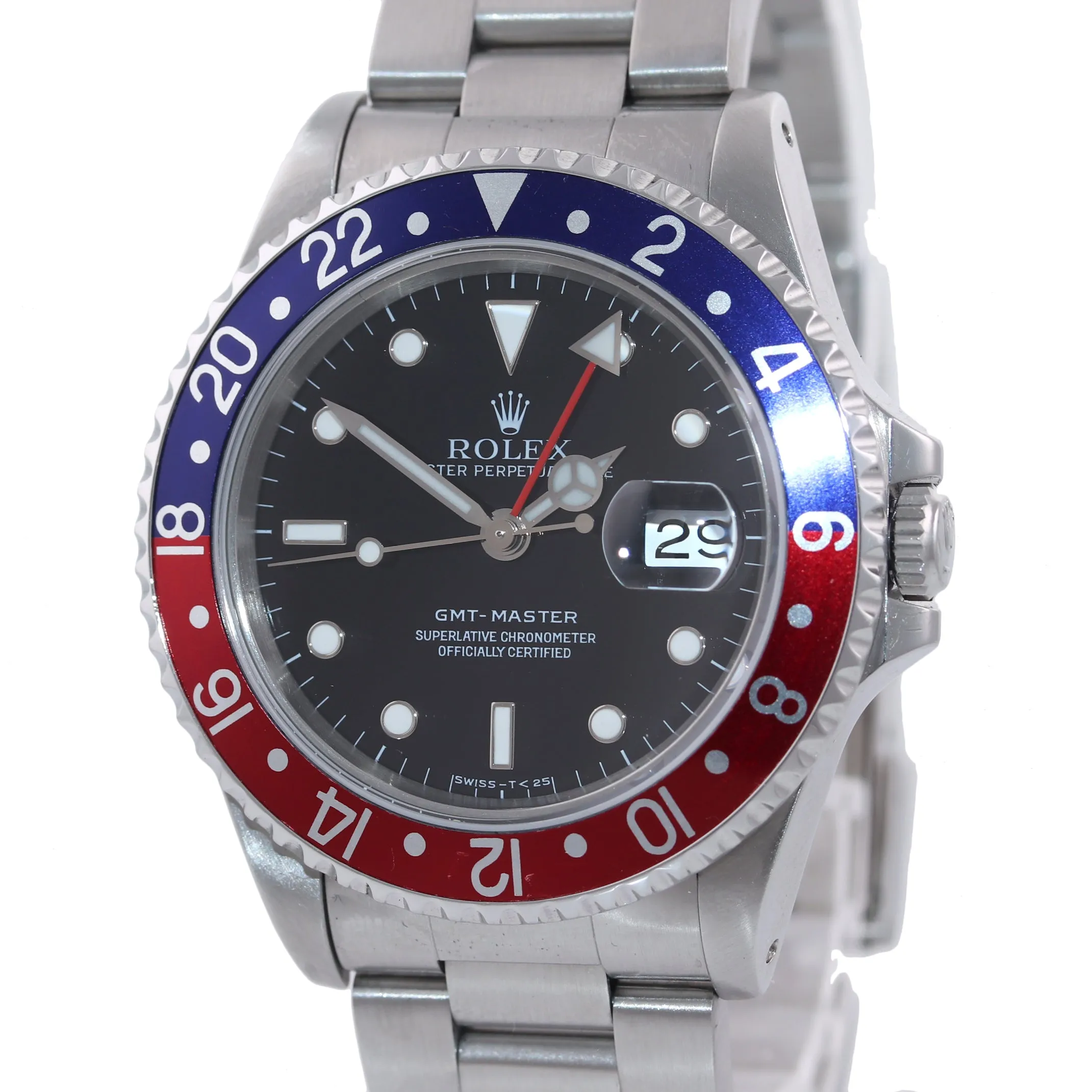 SERVICED Rolex GMT-Master Tritium Dial Pepsi Blue Red Steel 40mm 16700 Watch Box