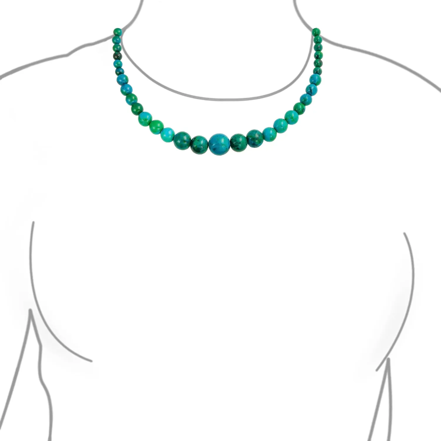 Set of 2 Graduated Blue Turquoise Black Onyx Bead Strand Necklace 18 Inch