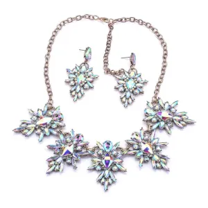 Shattered Bloom - Iridescent Necklace & Earrings Set