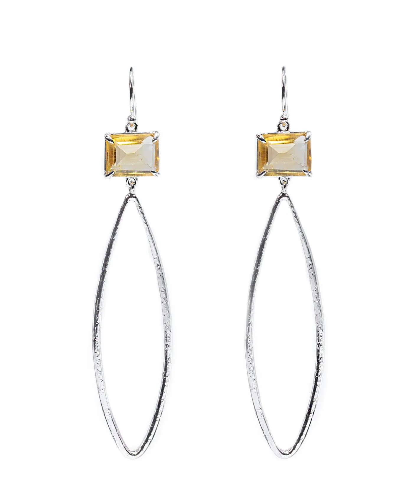 Shimmer Teardrop Earrings in Citrine