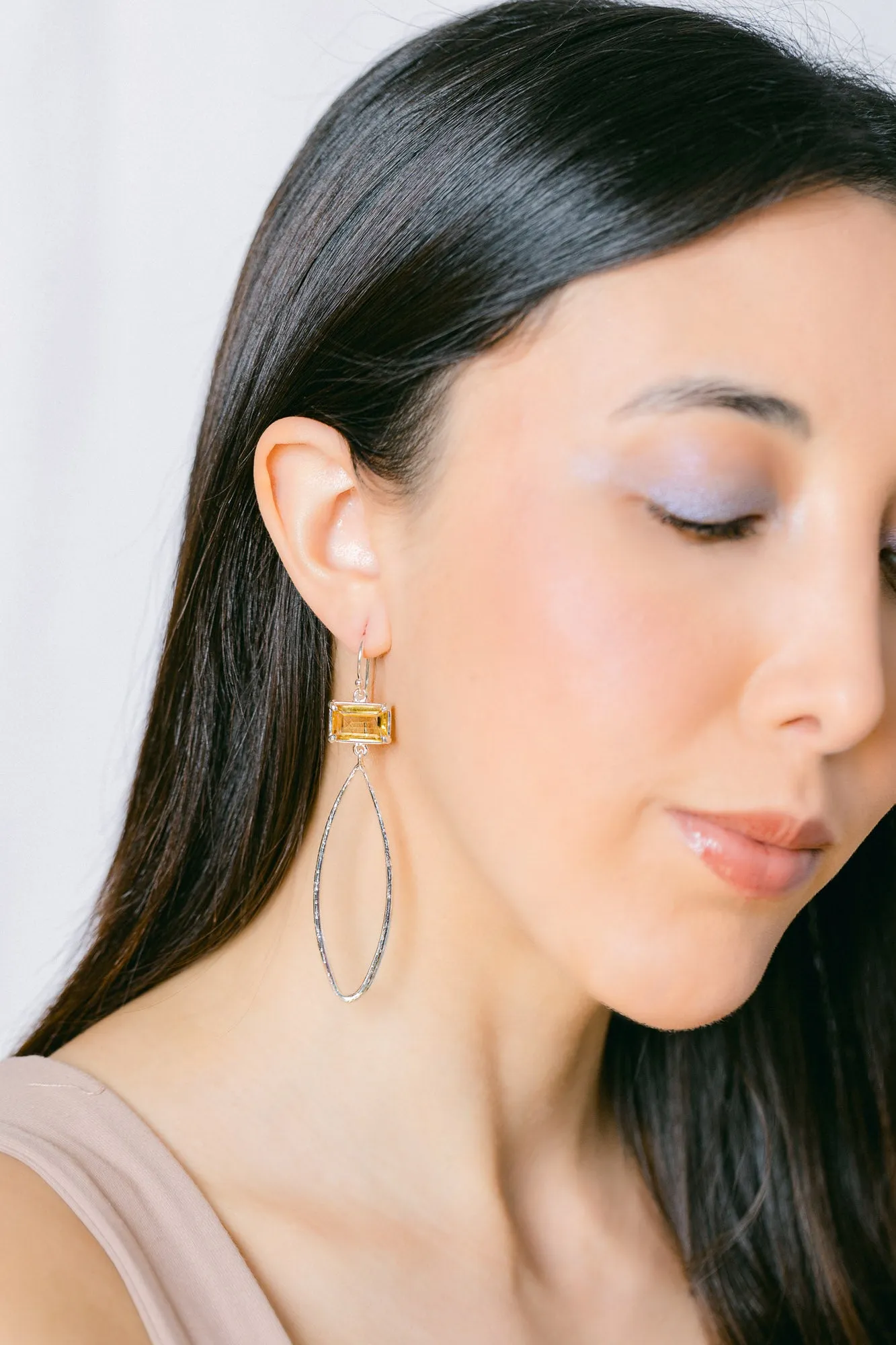 Shimmer Teardrop Earrings in Citrine