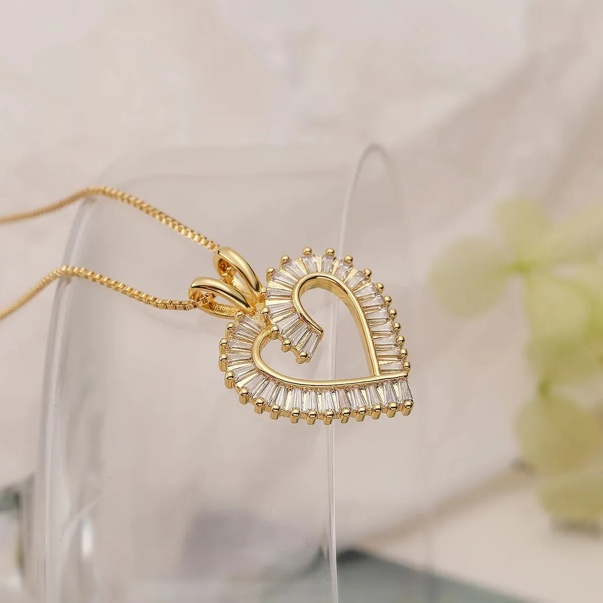 Shimmering Diamond Accented Heart Necklaces
