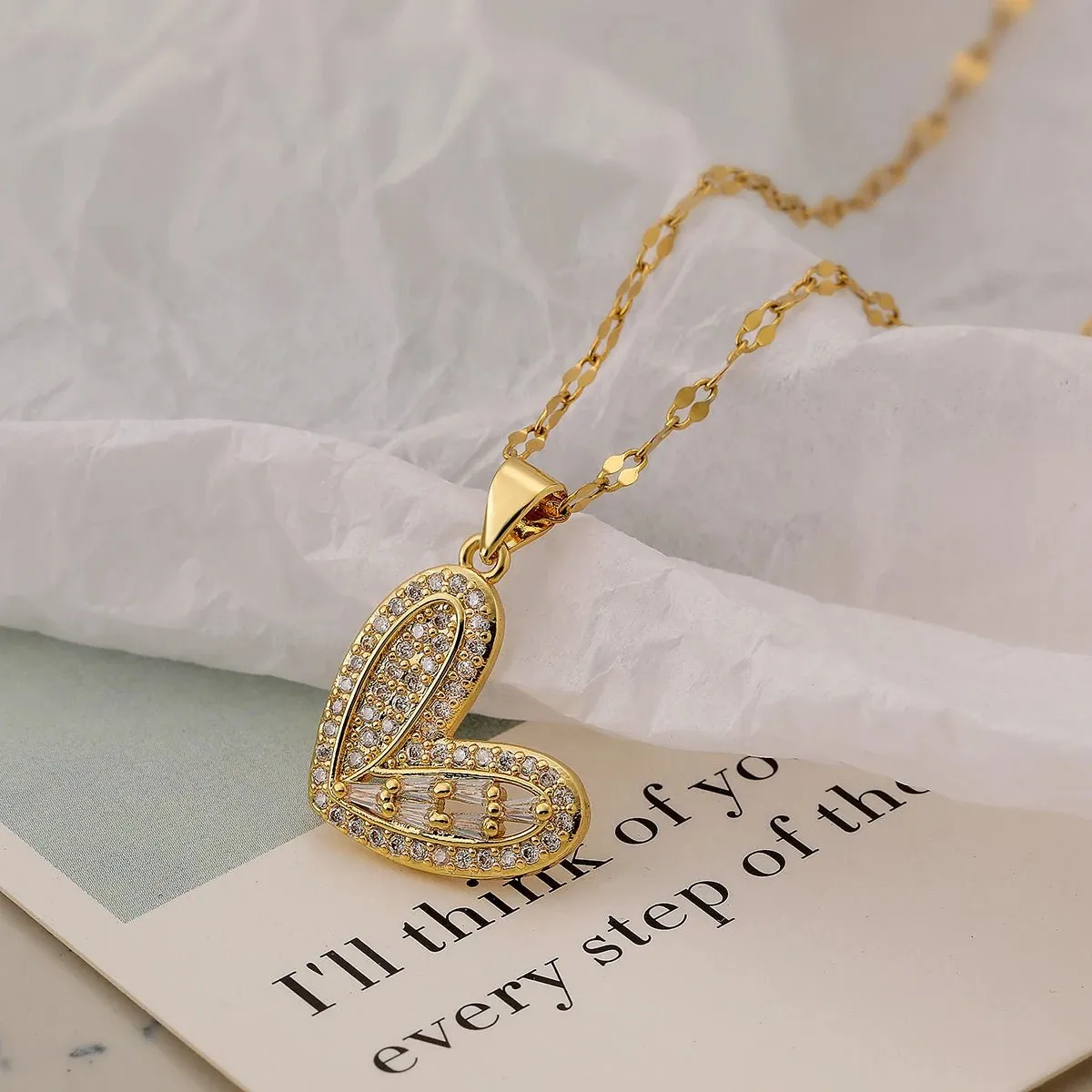 Shimmering Diamond Accented Heart Necklaces