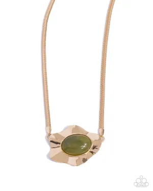 Sideways Shimmer - Green Gold Necklace