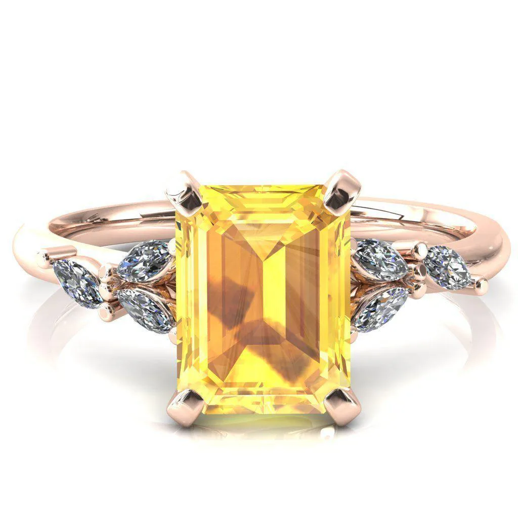 Sigrid Emerald Yellow Sapphire 4 Prong Marquise Diamond Side Ring