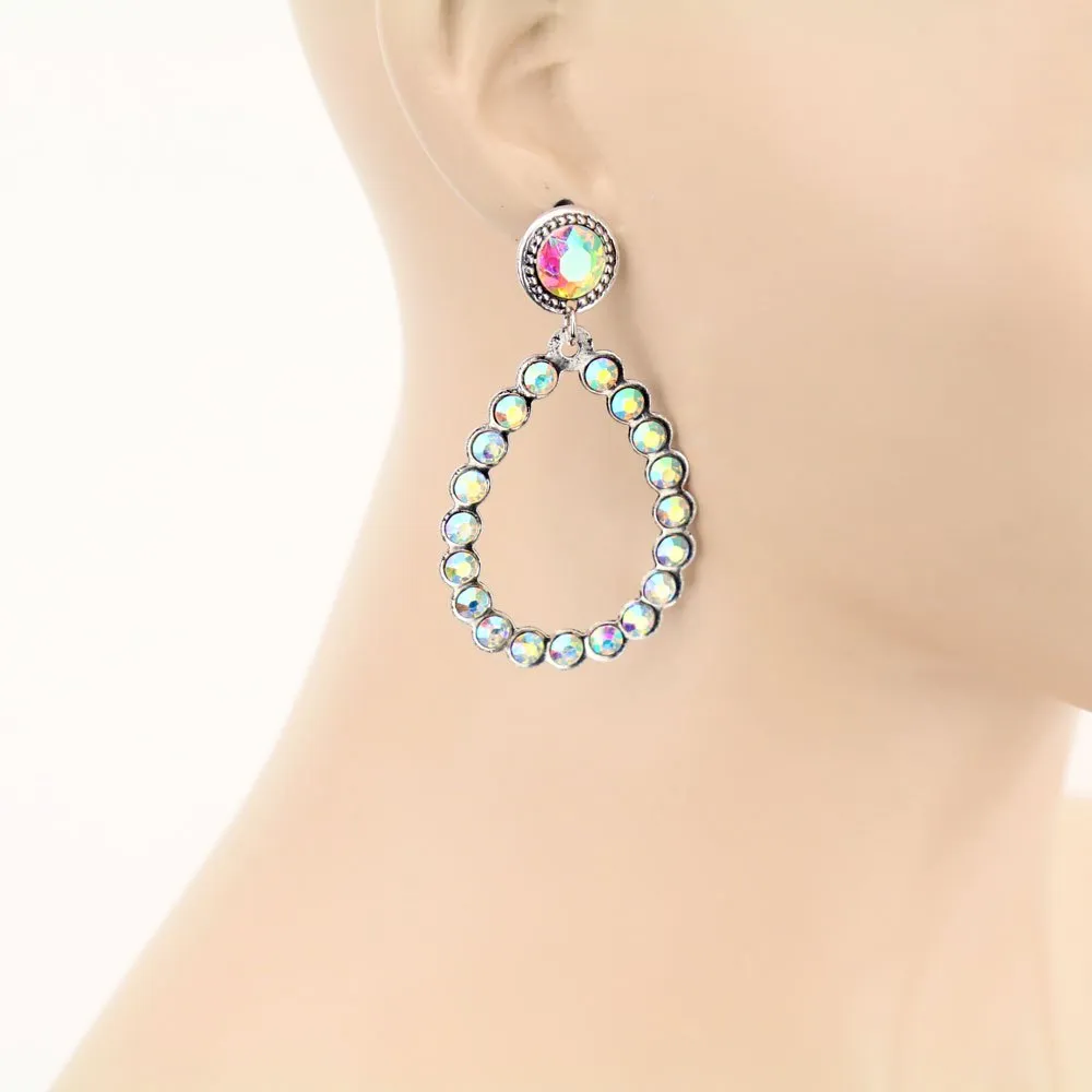 Silver Bling Teardrop Earrings with stud post