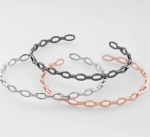 Silver Chain Link Cuff Bracelet