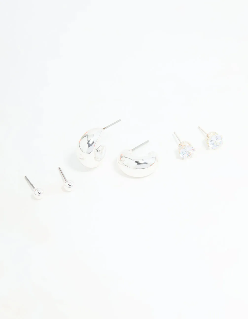 Silver Diamante Teardrop Stud & Drop Earrings Pack
