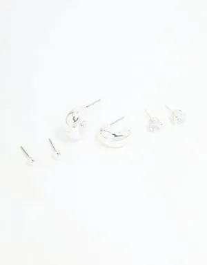 Silver Diamante Teardrop Stud & Drop Earrings Pack