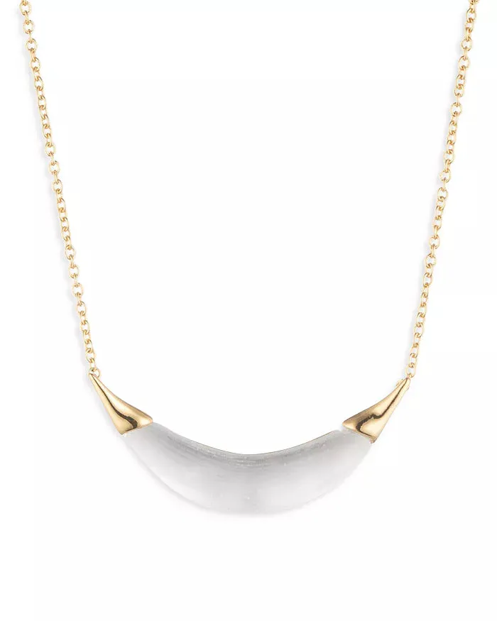 Silver Gold Crescent Lucite Necklace