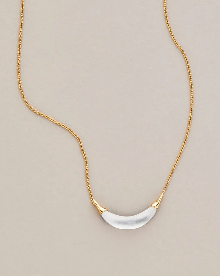 Silver Gold Crescent Lucite Necklace