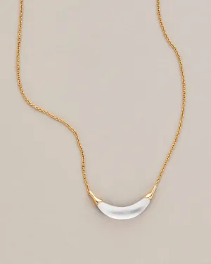 Silver Gold Crescent Lucite Necklace