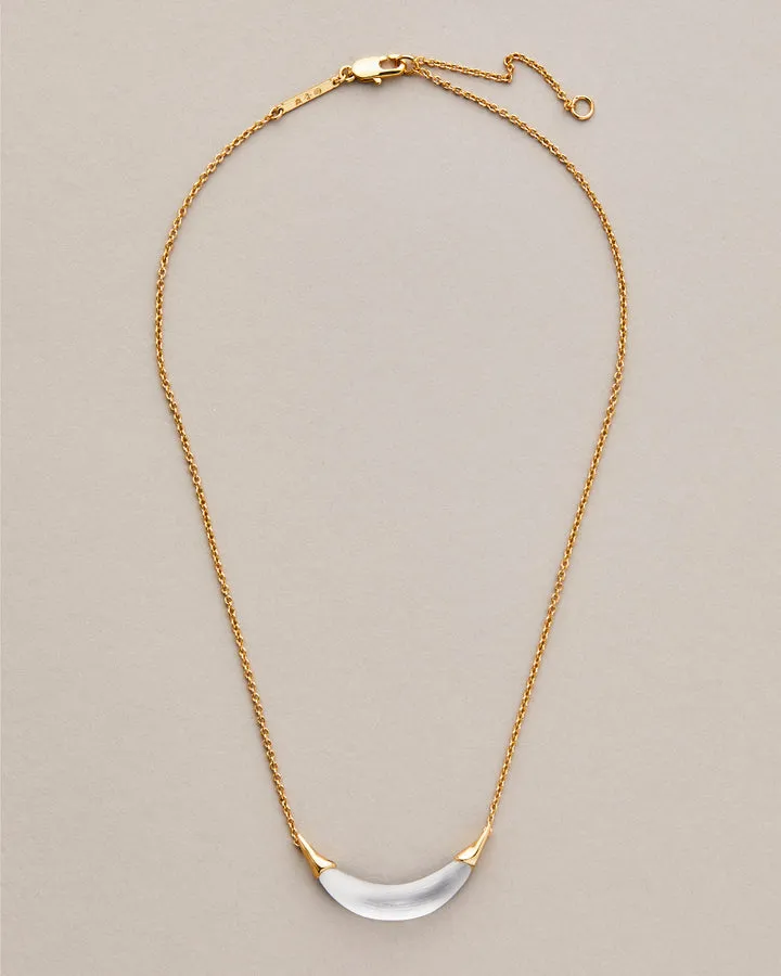 Silver Gold Crescent Lucite Necklace