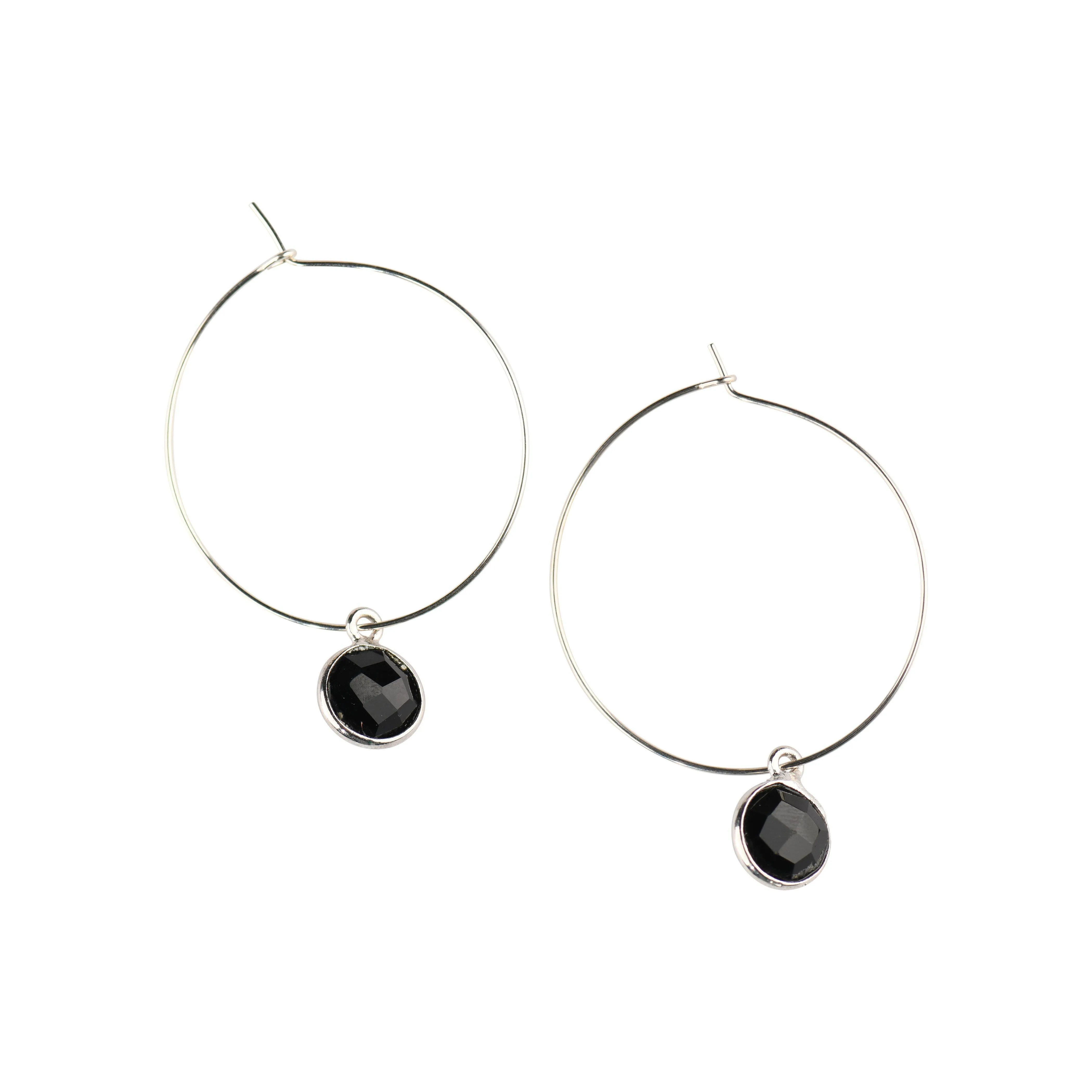 Silver Margi Hoops in Onyx