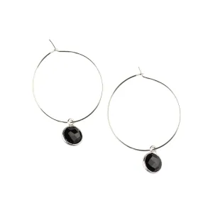 Silver Margi Hoops in Onyx