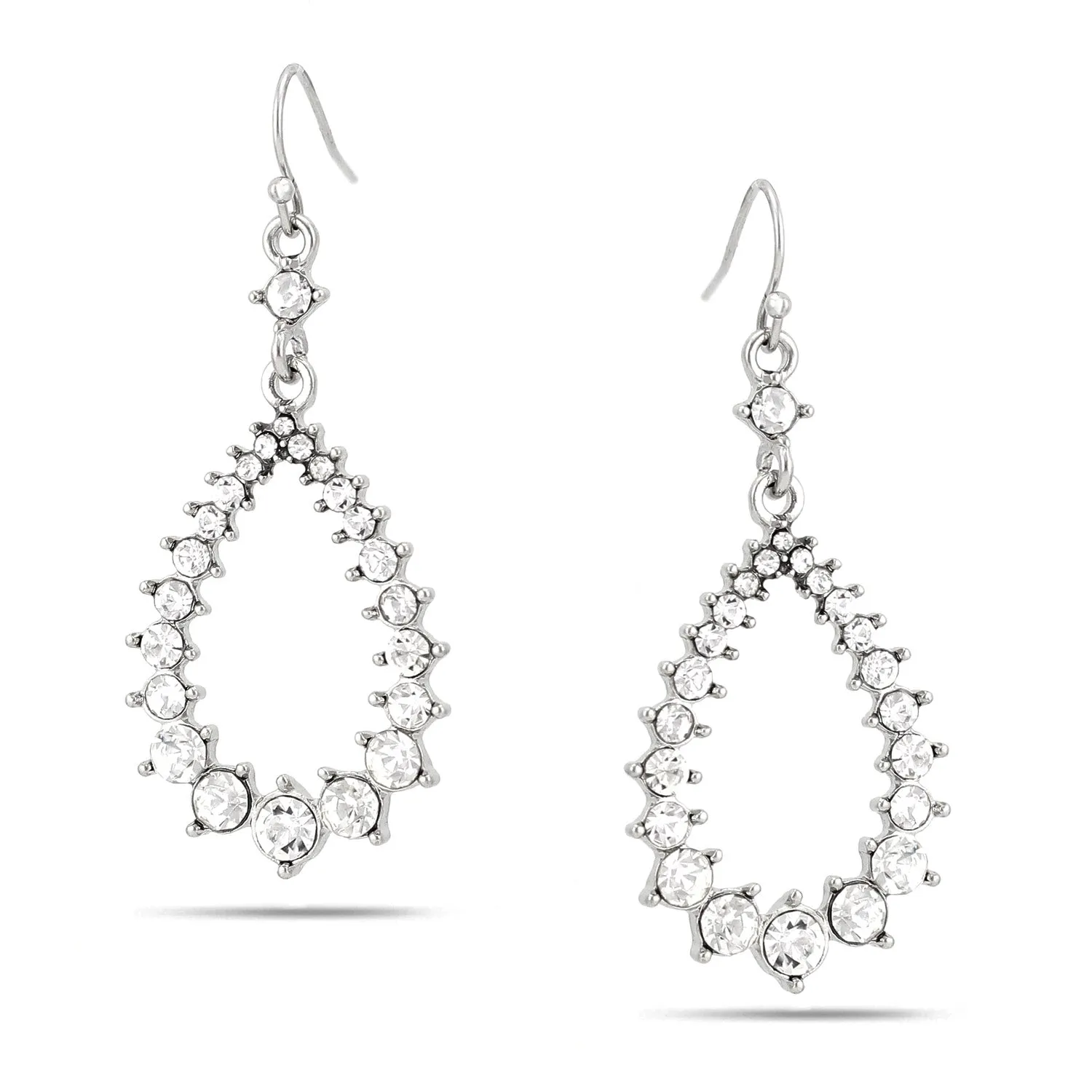 SILVER TEARDROP CRYSAL   EARRINGS #ADX6800103 (SHD4)