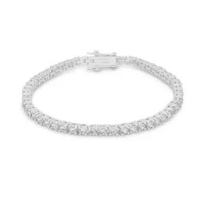 Silvertone Finish Victorian Cubic Zirconia Tennis 7 Inch Bracelet