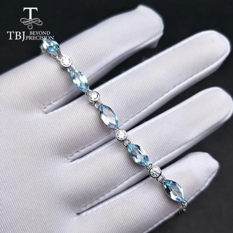 Simple Blue Topaz in 925 Sterling Silver Bracelet