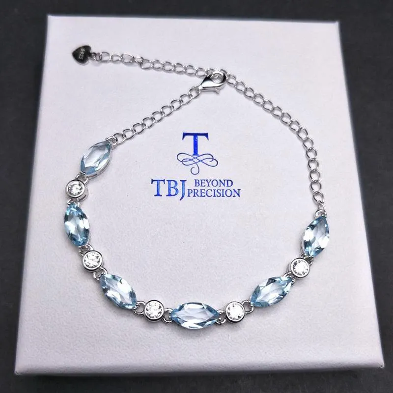 Simple Blue Topaz in 925 Sterling Silver Bracelet