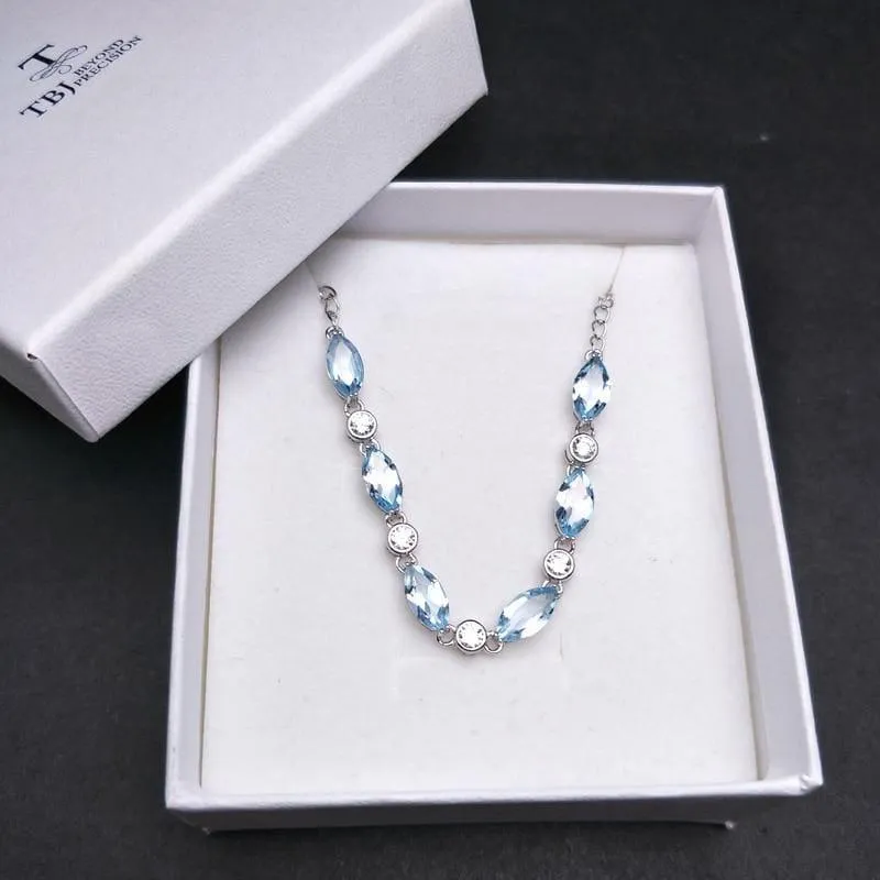 Simple Blue Topaz in 925 Sterling Silver Bracelet