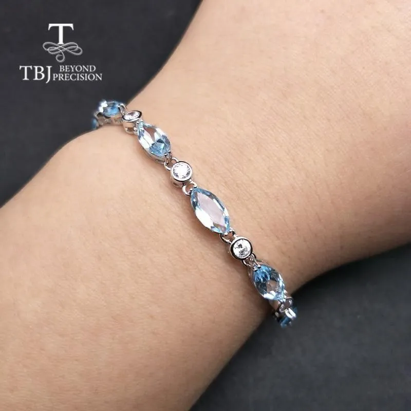 Simple Blue Topaz in 925 Sterling Silver Bracelet