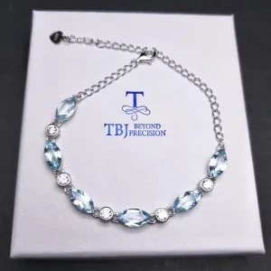 Simple Blue Topaz in 925 Sterling Silver Bracelet