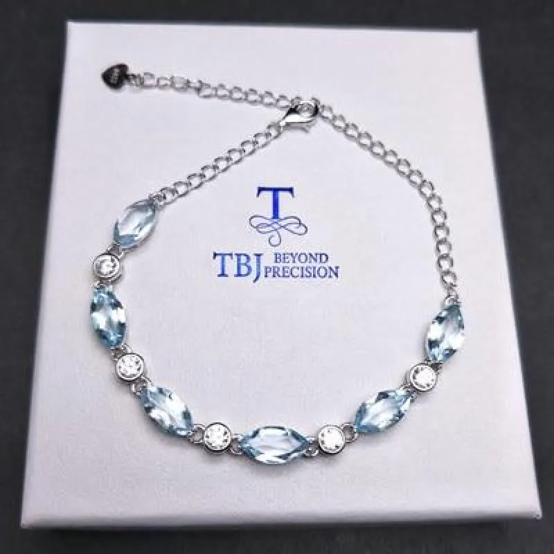 Simple Blue Topaz in 925 Sterling Silver Bracelet