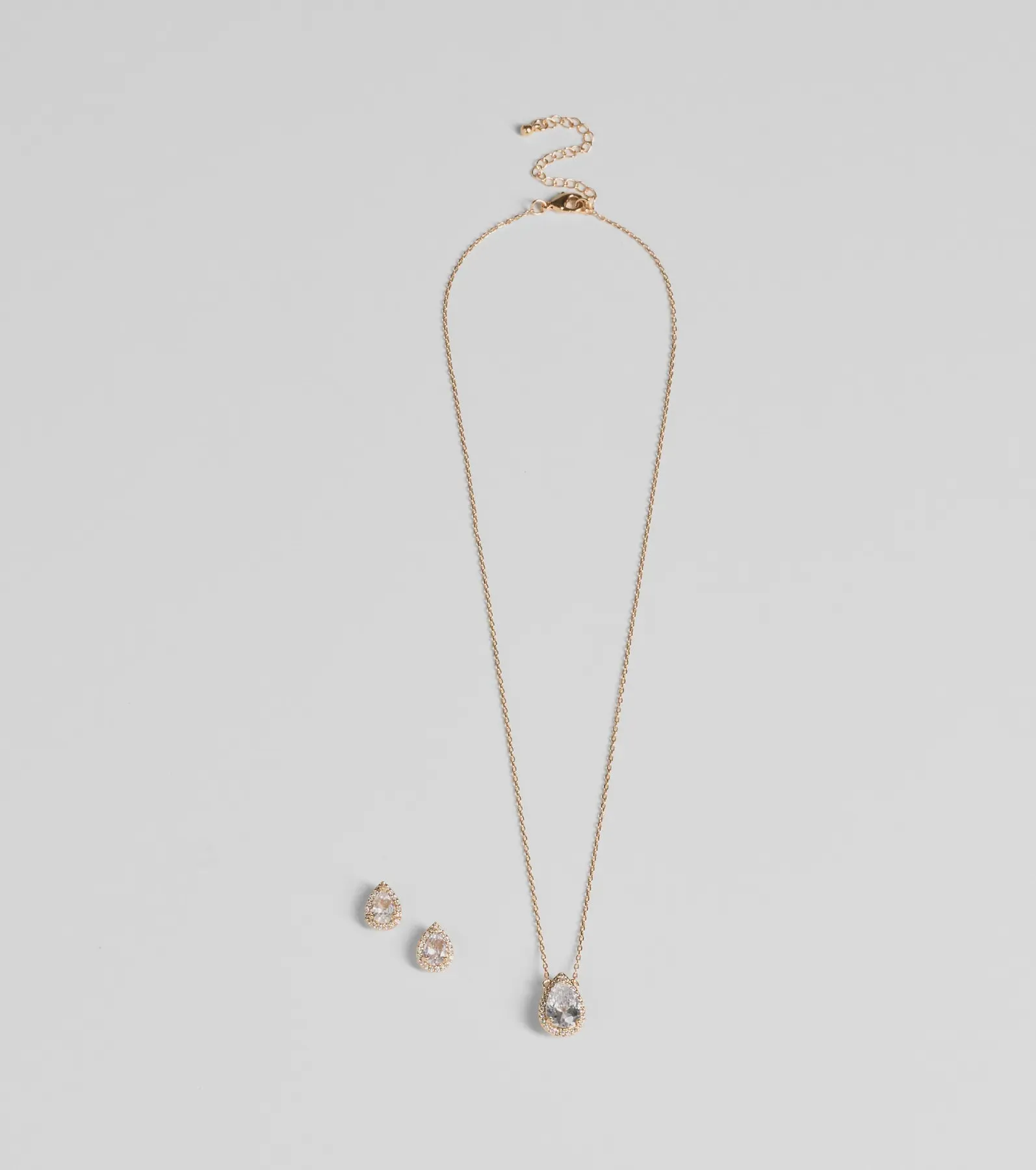 Simple Luxe Vibes Cubic Zirconia Necklace And Earrings Set
