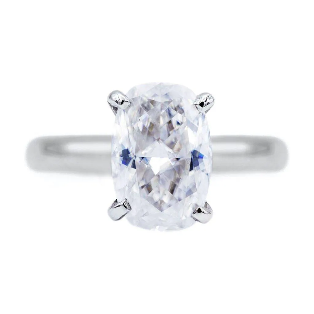 Skinny Cushion First Crush FAB Moissanite 4 Prongs FANCY Solitaire Ring