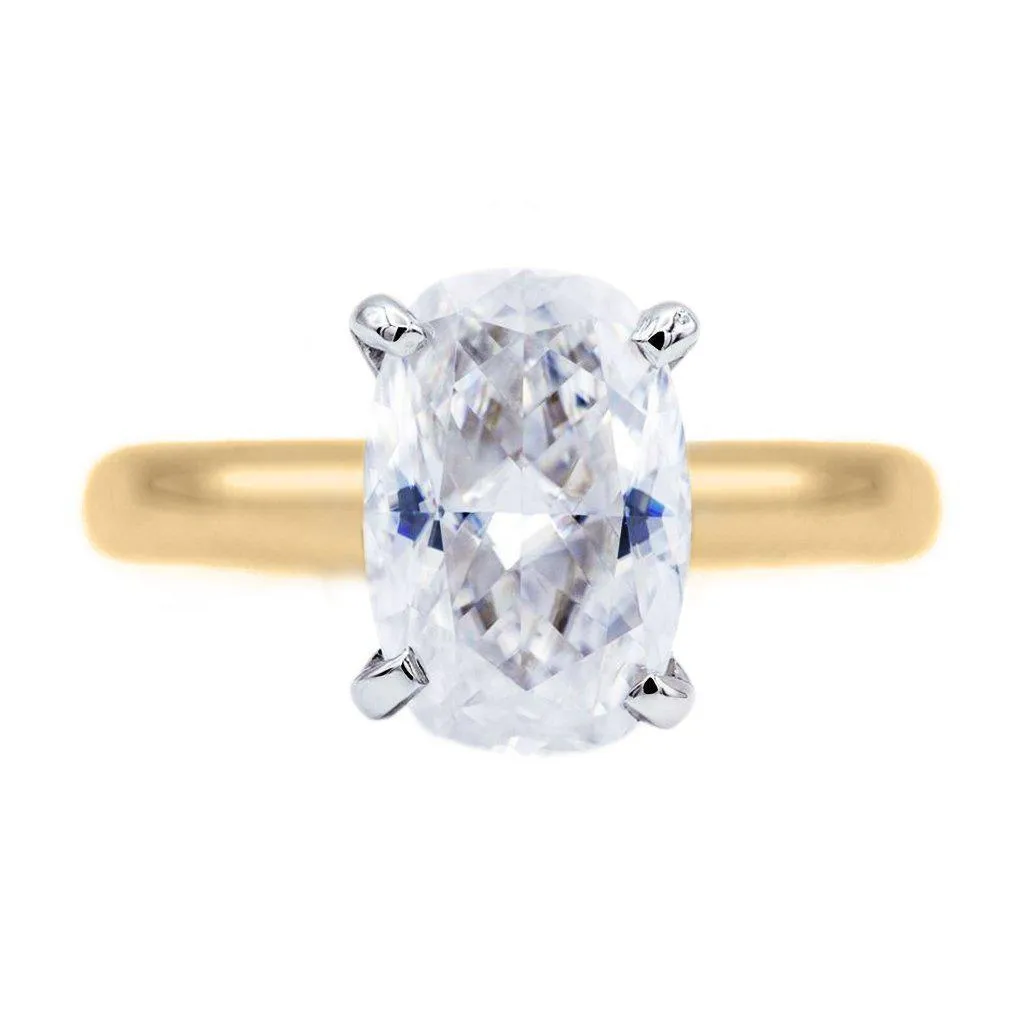 Skinny Cushion First Crush FAB Moissanite 4 Prongs FANCY Solitaire Ring