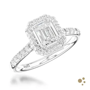 Skye Emerald Halo 0.50ct Diamond Platinum Ring