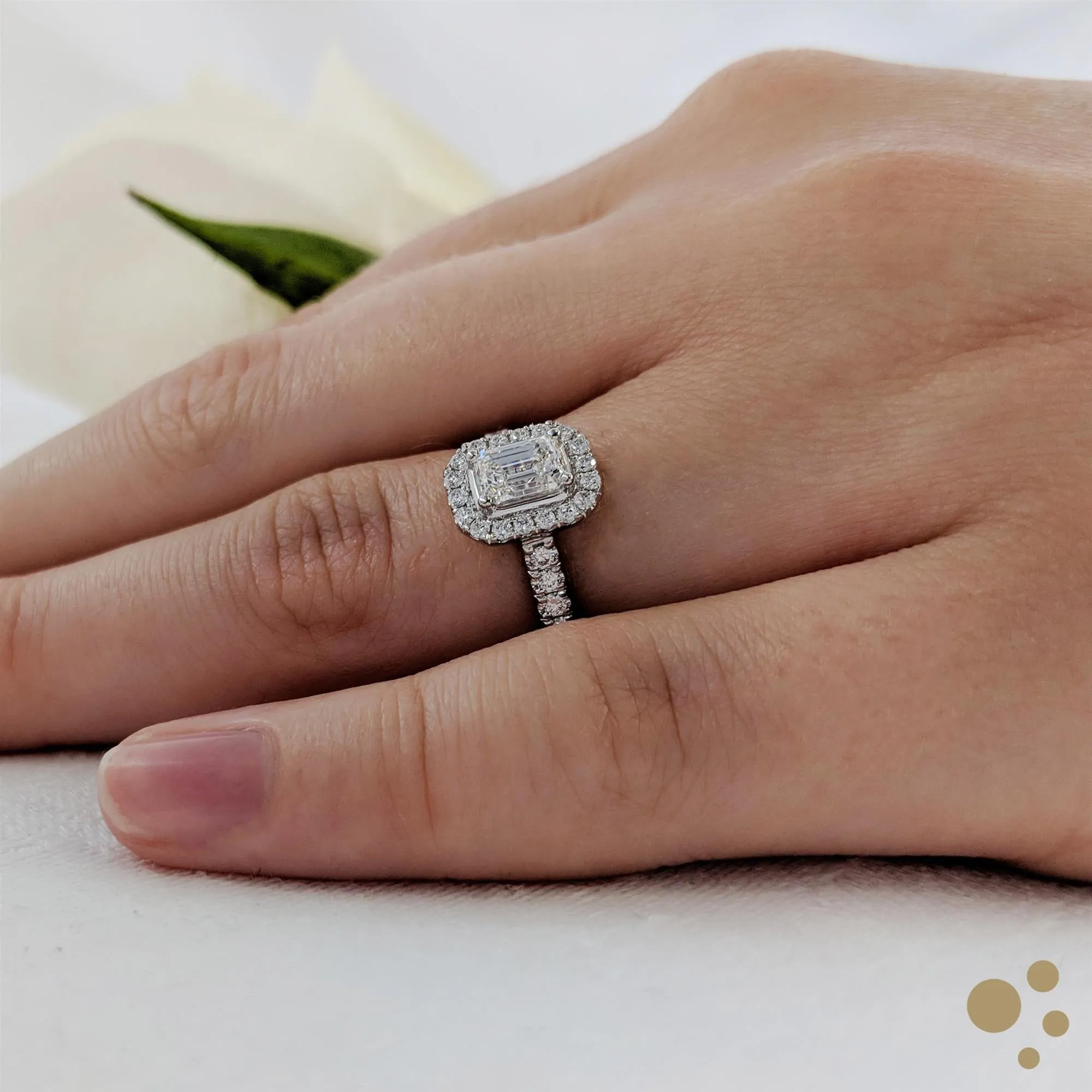 Skye Emerald Halo 0.50ct Diamond Platinum Ring