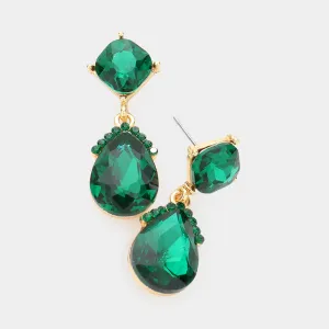 Small Emerald Multi Stone and Teardrop Dangle Pageant Earrings | Earrings for Little Girls | 402765