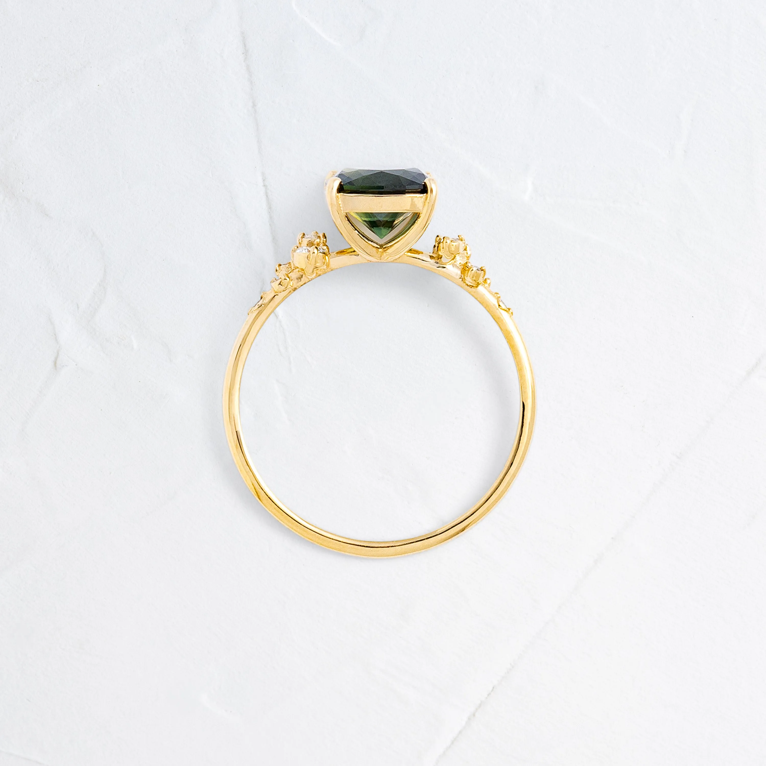 Snowdrift Ring, 1.76ct. Blue-Green Australian Sapphire