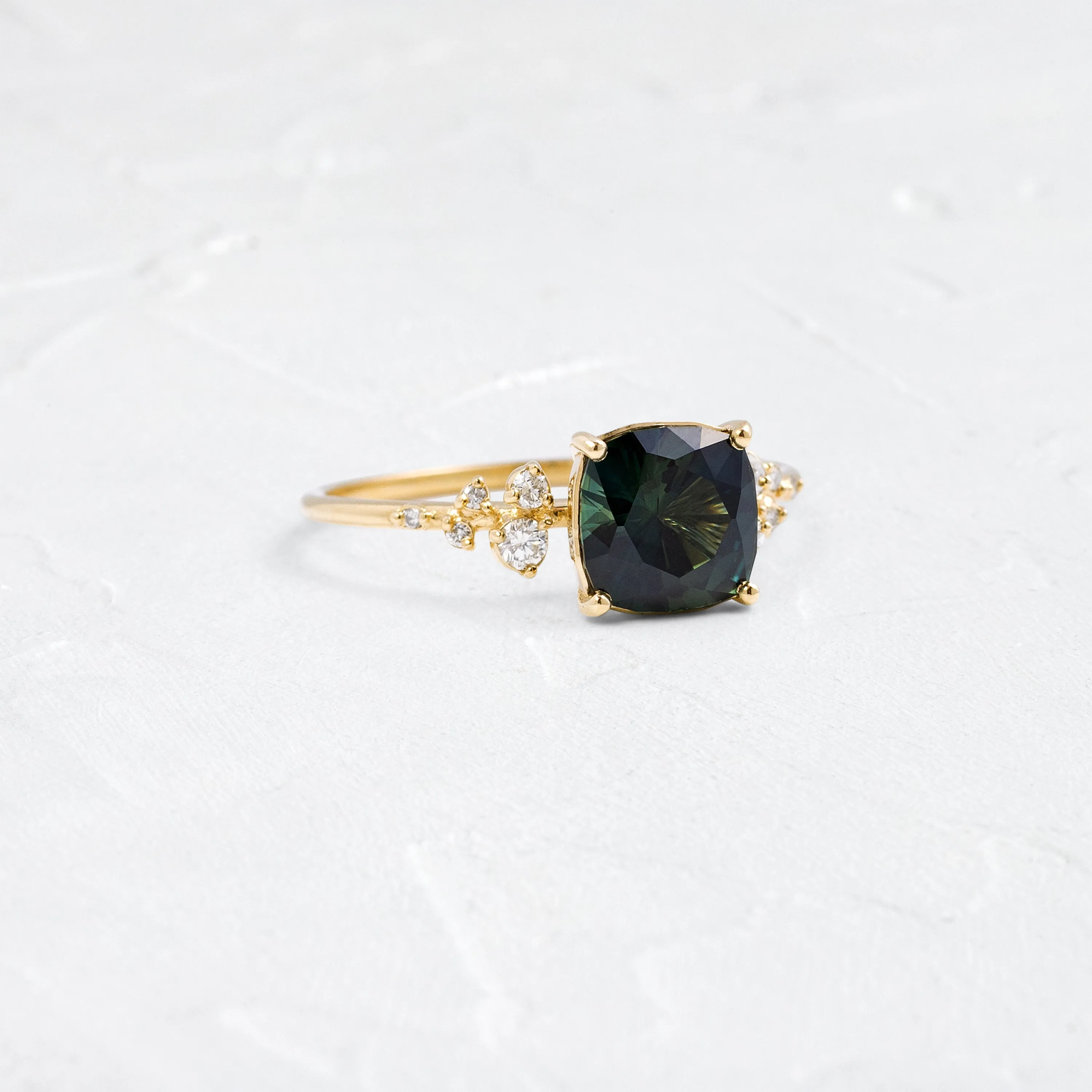 Snowdrift Ring, 1.76ct. Blue-Green Australian Sapphire