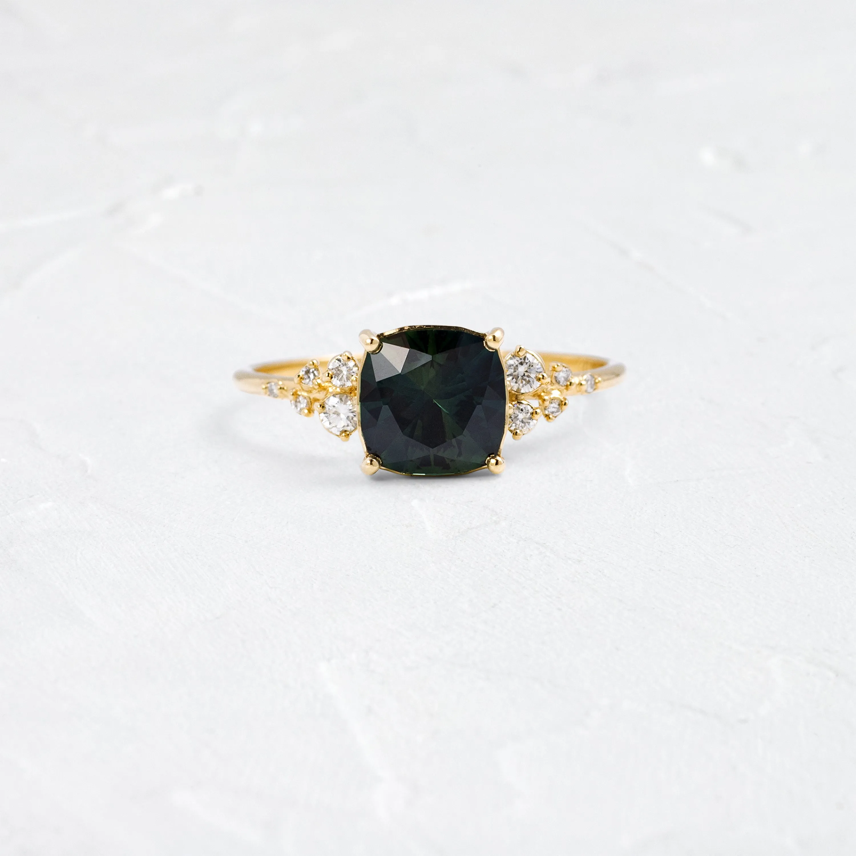Snowdrift Ring, 1.76ct. Blue-Green Australian Sapphire