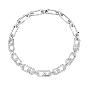 So Move 18K White Gold XL Pavé Diamond Necklace
