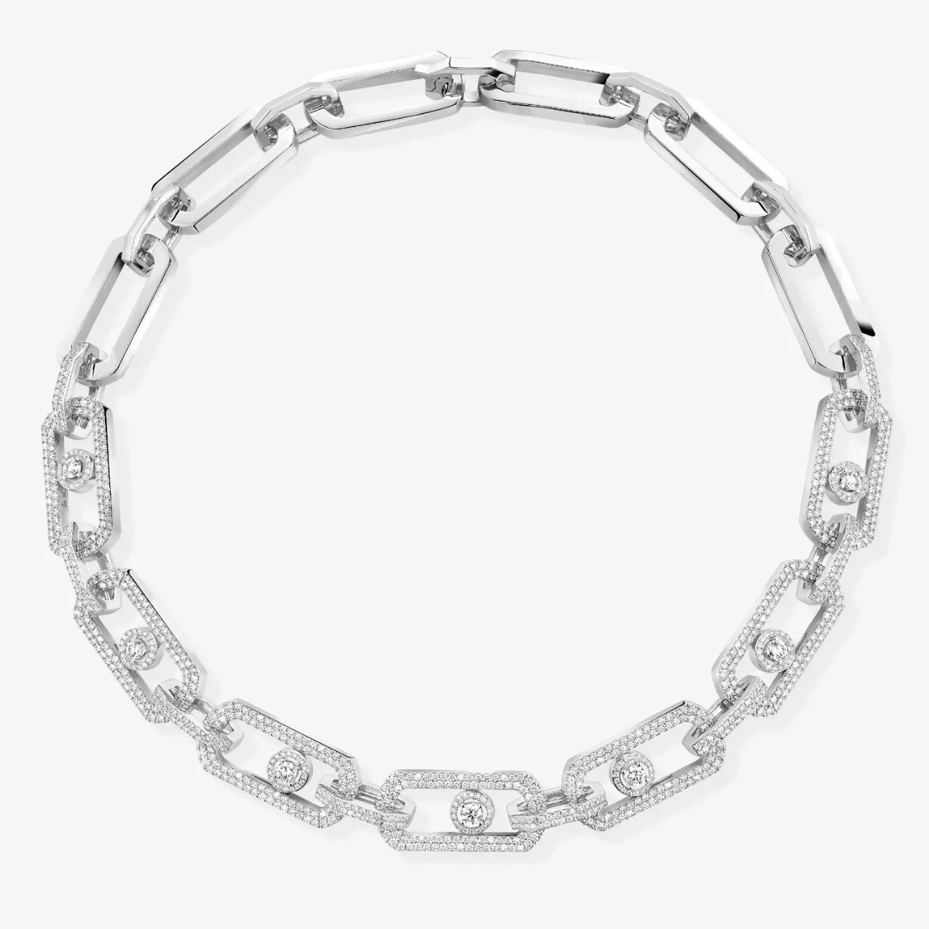 So Move 18K White Gold XL Pavé Diamond Necklace
