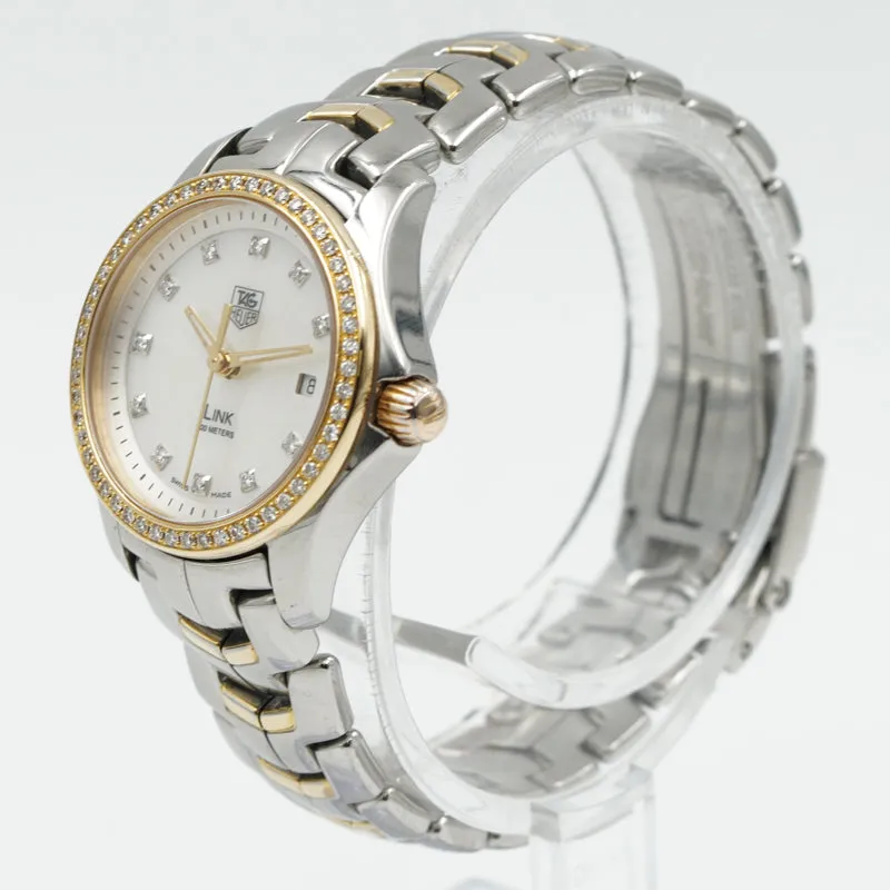 SOLD - Tag Heuer Link WJF1354 Two-Tone 26mm Diamond Bezel Mother of Pearl Dial
