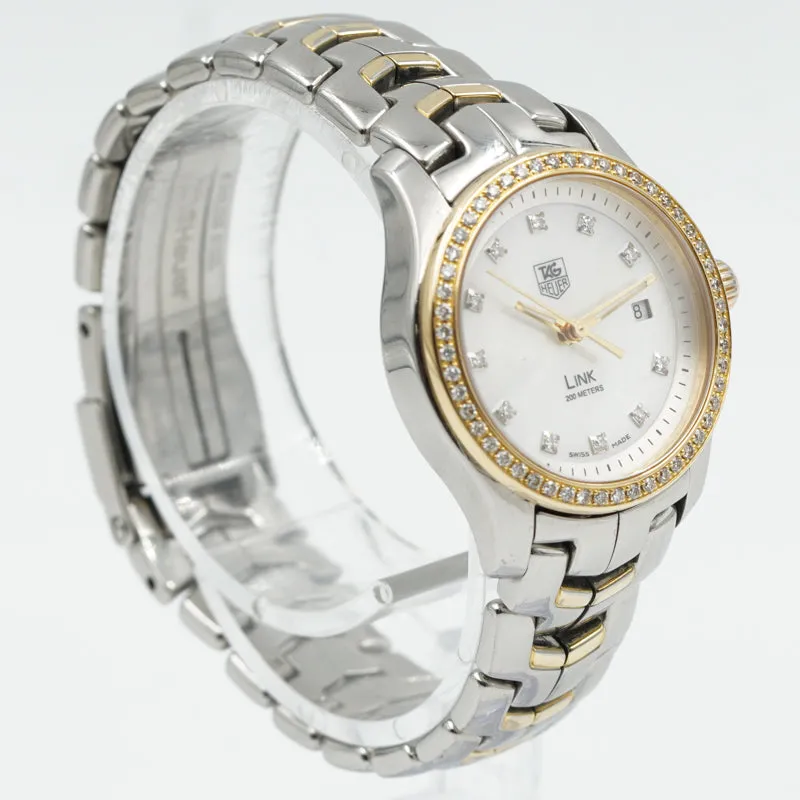 SOLD - Tag Heuer Link WJF1354 Two-Tone 26mm Diamond Bezel Mother of Pearl Dial