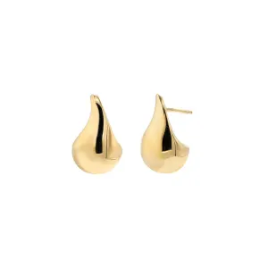 Solid Curved Teardrop Hoop Earring 14K