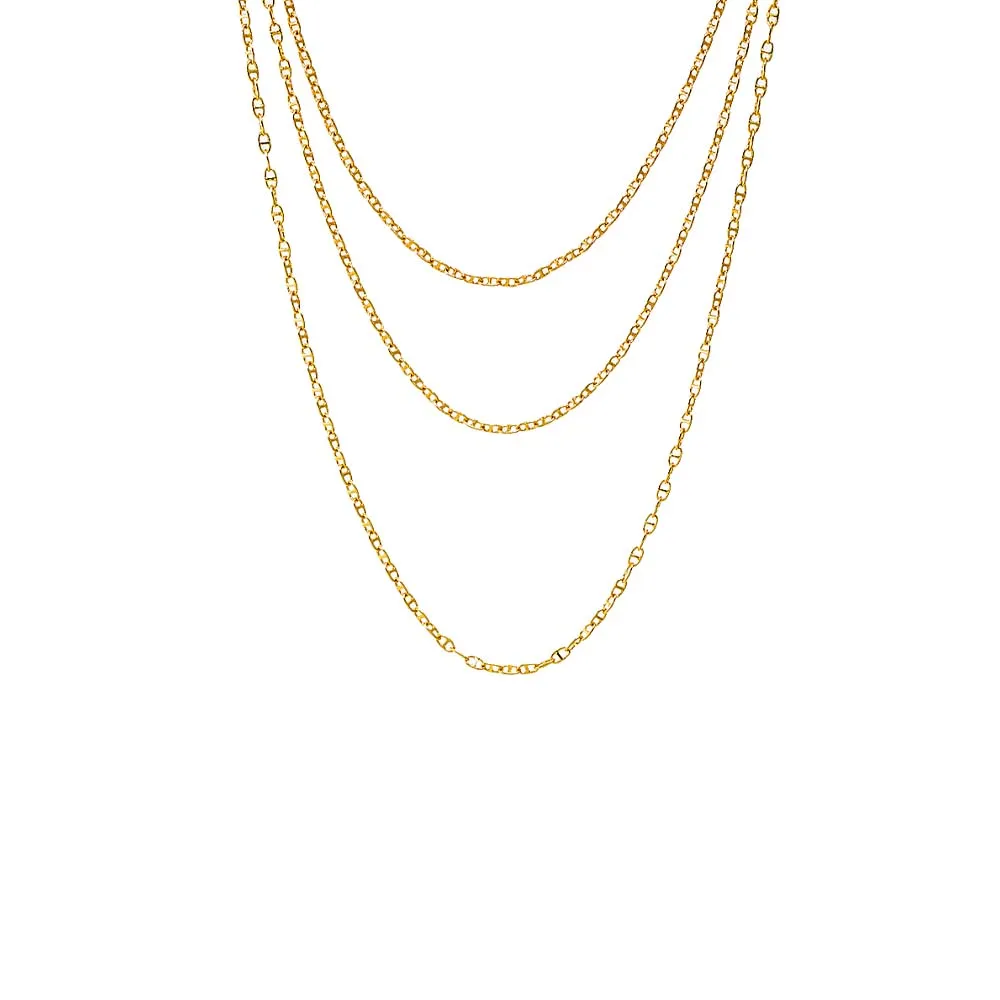 Solid Mariner Chain Necklace Combo Set