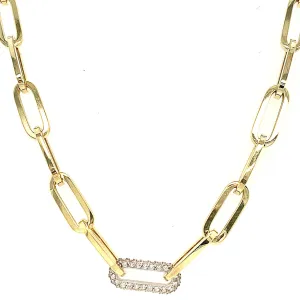 Solo Diamond Link Paperclip Chain Necklace