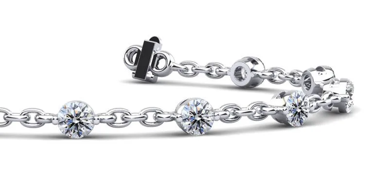 Sparkling Diamond And Chain Link Lab-Grown Diamond Bracelet with 2.08 ct.(finished) 3.5mm