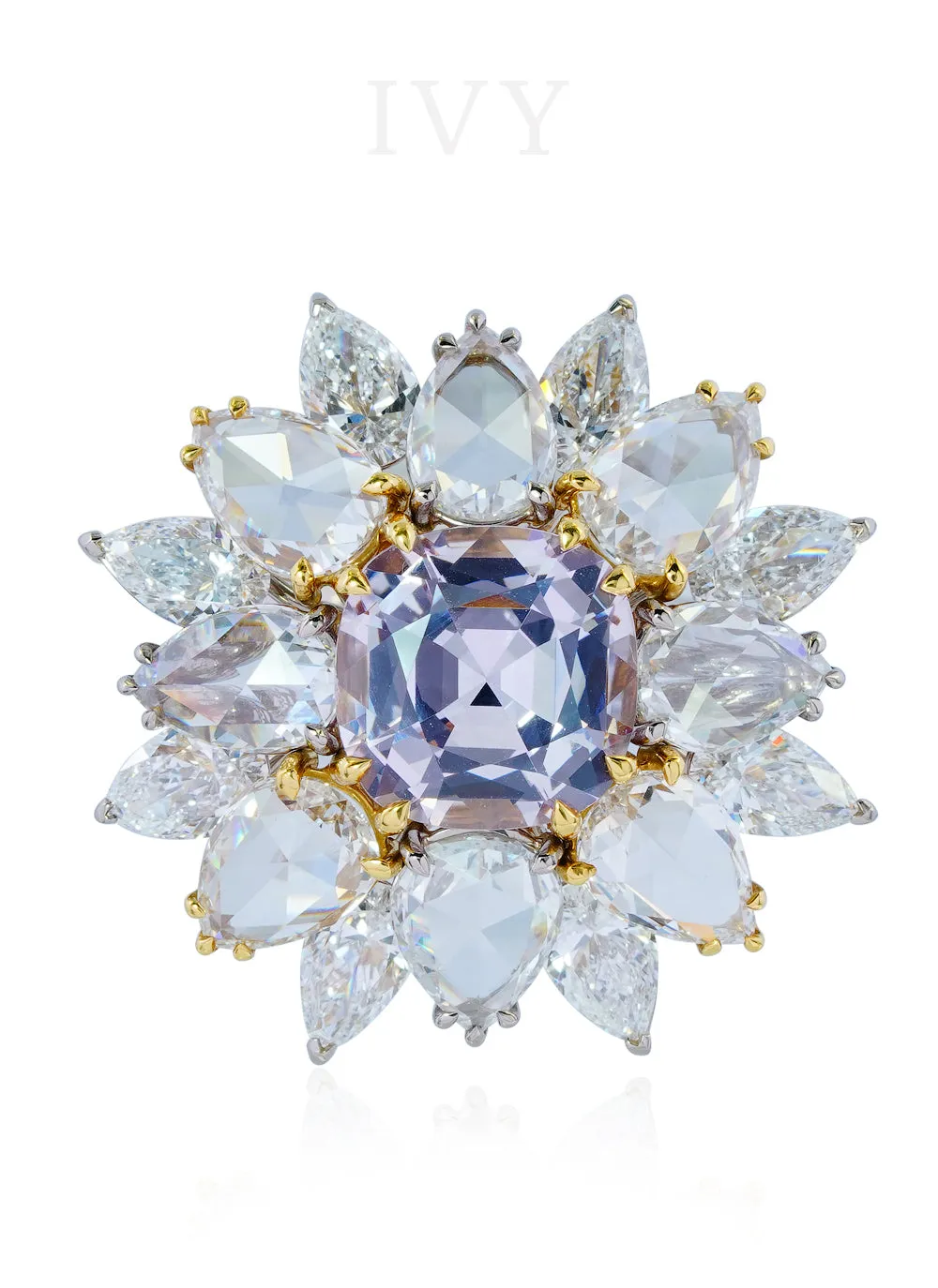 Spinel and Diamond Chrysanthemum Ring