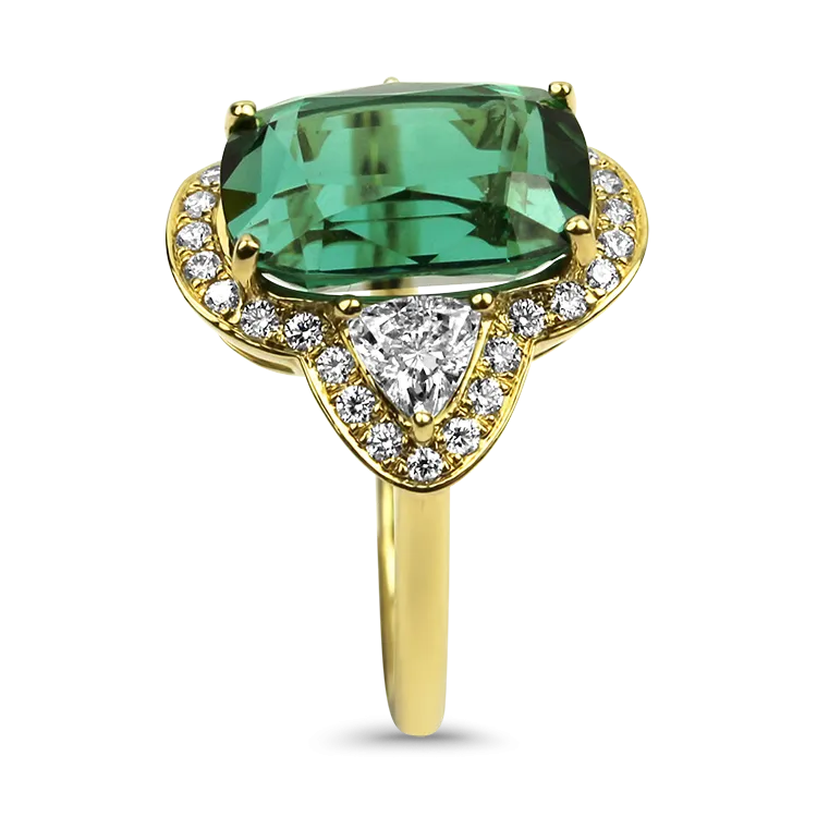 Springer's Collection 18K Yellow Gold Green Tourmaline and Diamond Ring