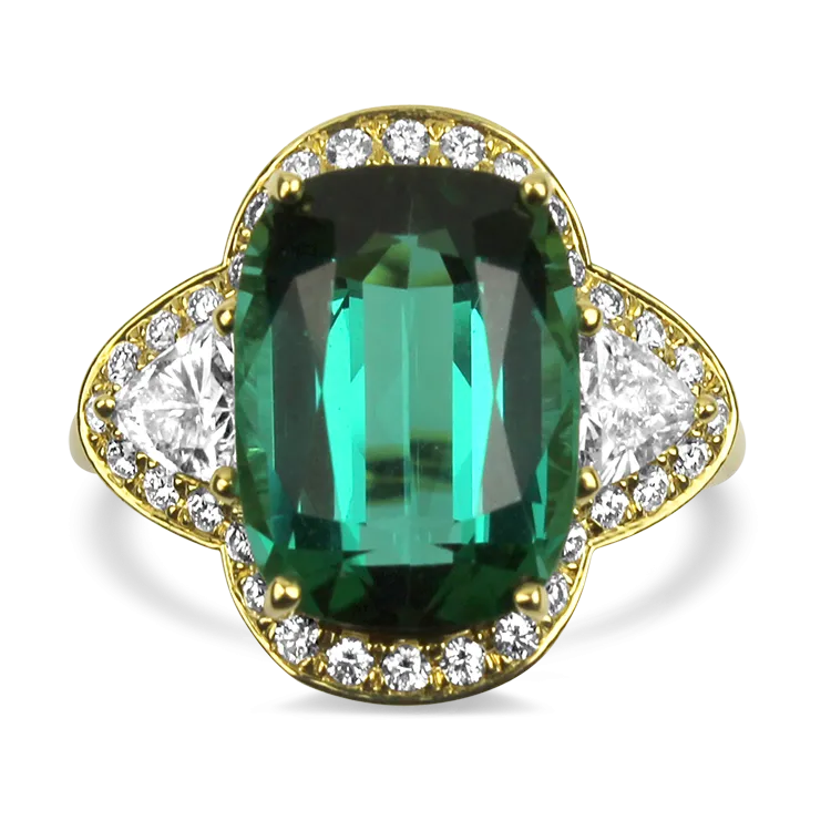 Springer's Collection 18K Yellow Gold Green Tourmaline and Diamond Ring
