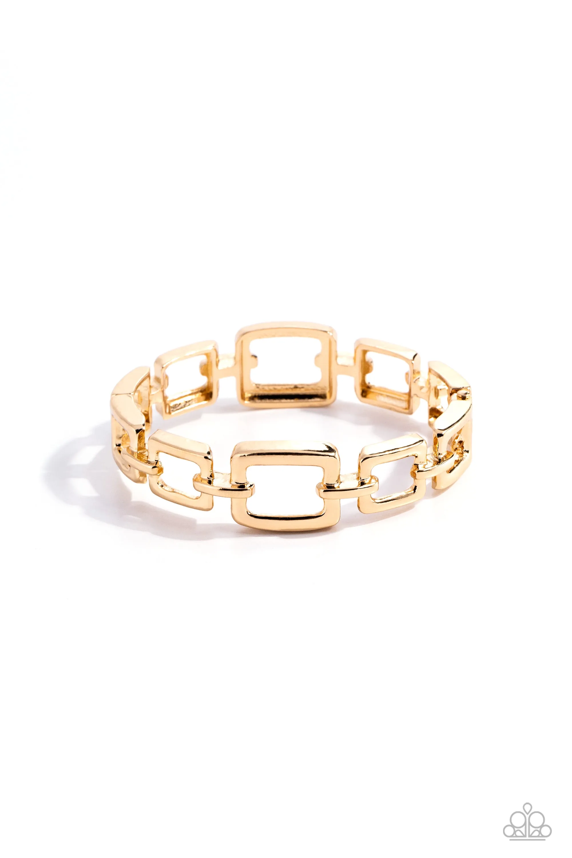 Square Inch - Gold - Chain Link Paparazzi Hinge Bracelet