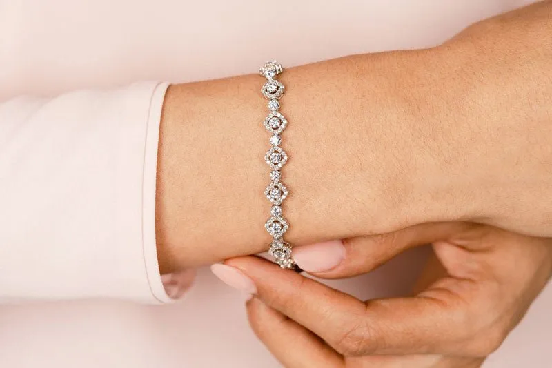 Square Link Lab-Grown Diamond Bracelet with 6.53 ct.(finished) 1.3mm, 3.2mm