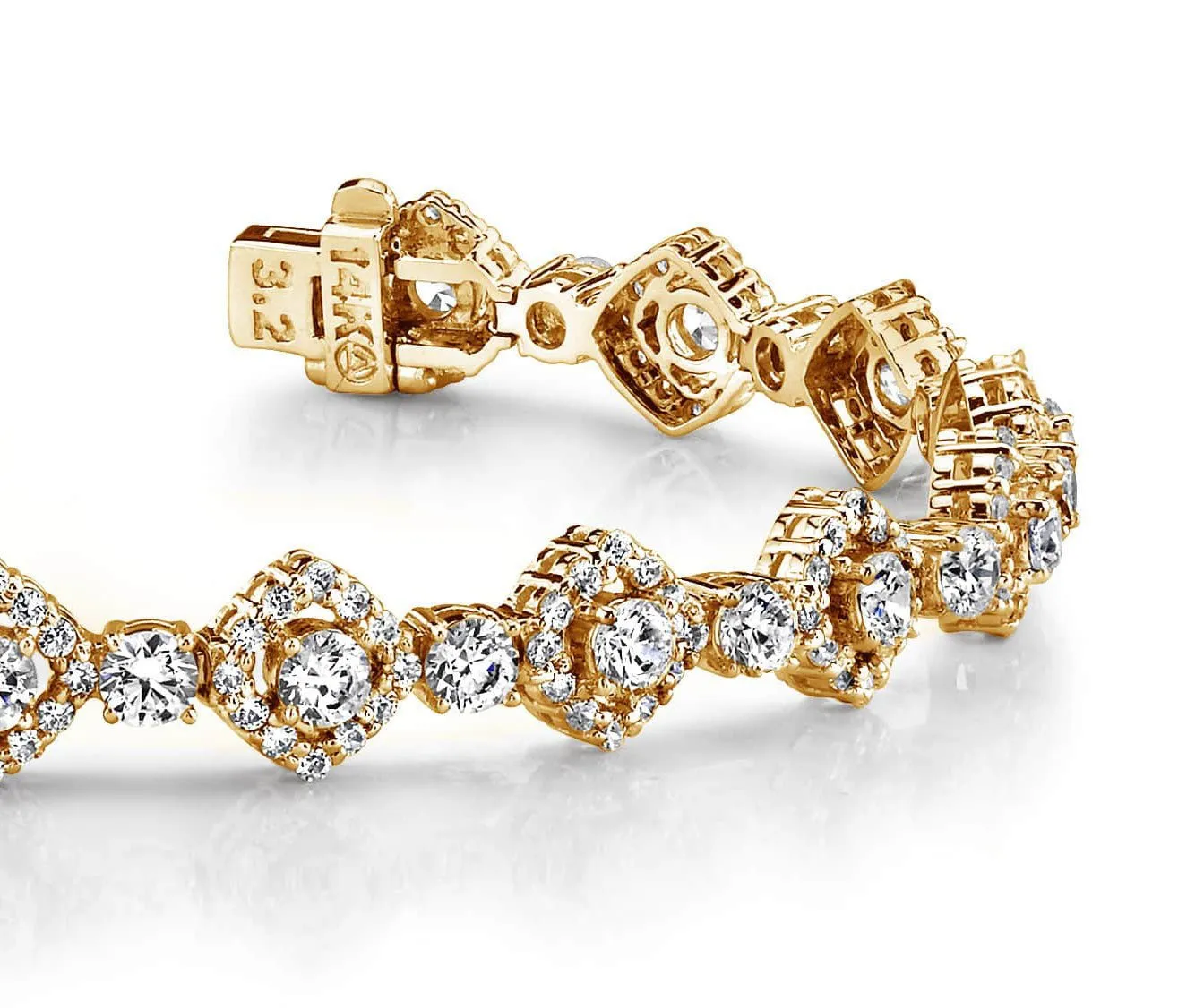 Square Link Lab-Grown Diamond Bracelet with 6.53 ct.(finished) 1.3mm, 3.2mm